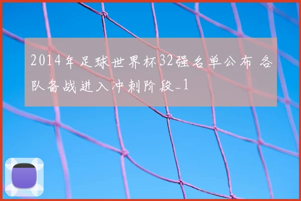 2014年足球世界杯32强名单公布 各队备战进入冲刺阶段_1